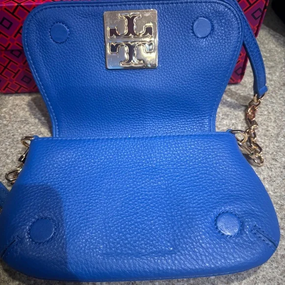 New Tory Burch Blue Leather Crossbody - Picture 2 of 4